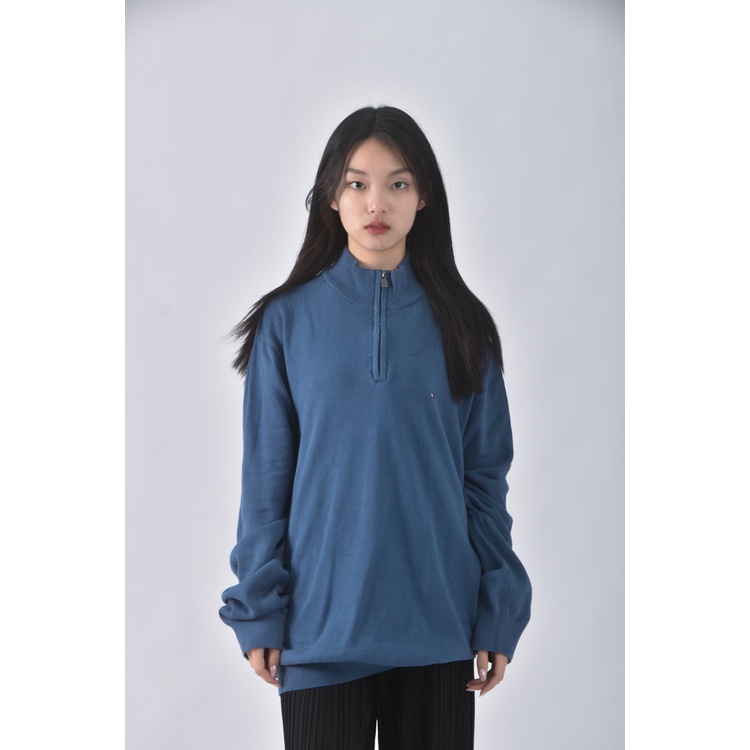 (XL) tommy hilfiger質感高領藍色長袖上衣二手衣