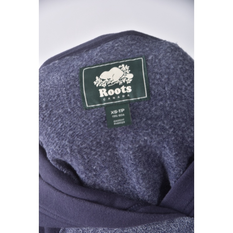 (M) roots毛巾布拼接連帽藍色長袖上衣二手衣, , large