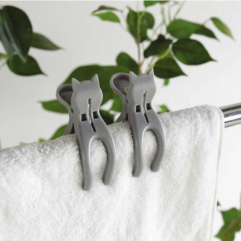 【CB JAPAN】Kogure 童趣系列曬衣夾6入組 灰白貓, , large