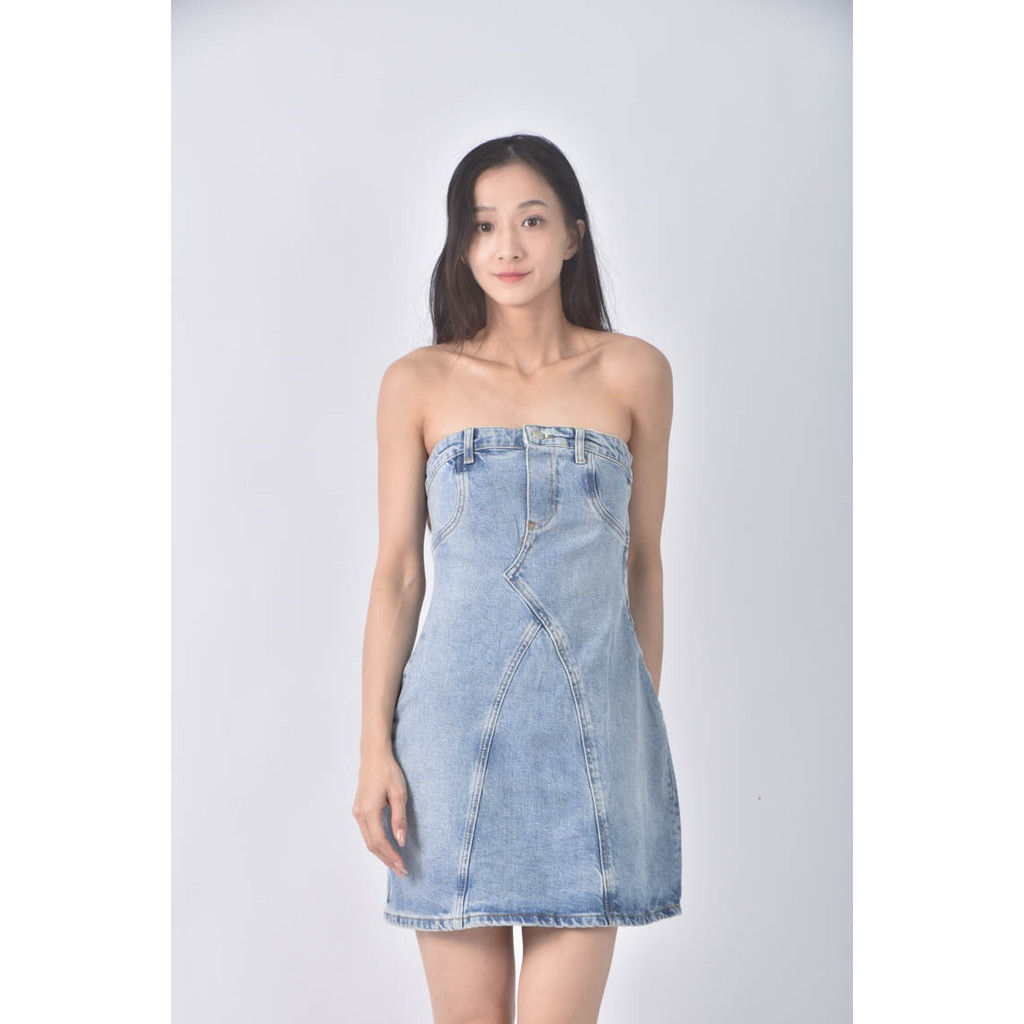 (XS（含）以下) zara丹寧牛仔下寬藍色洋裝二手衣, , large