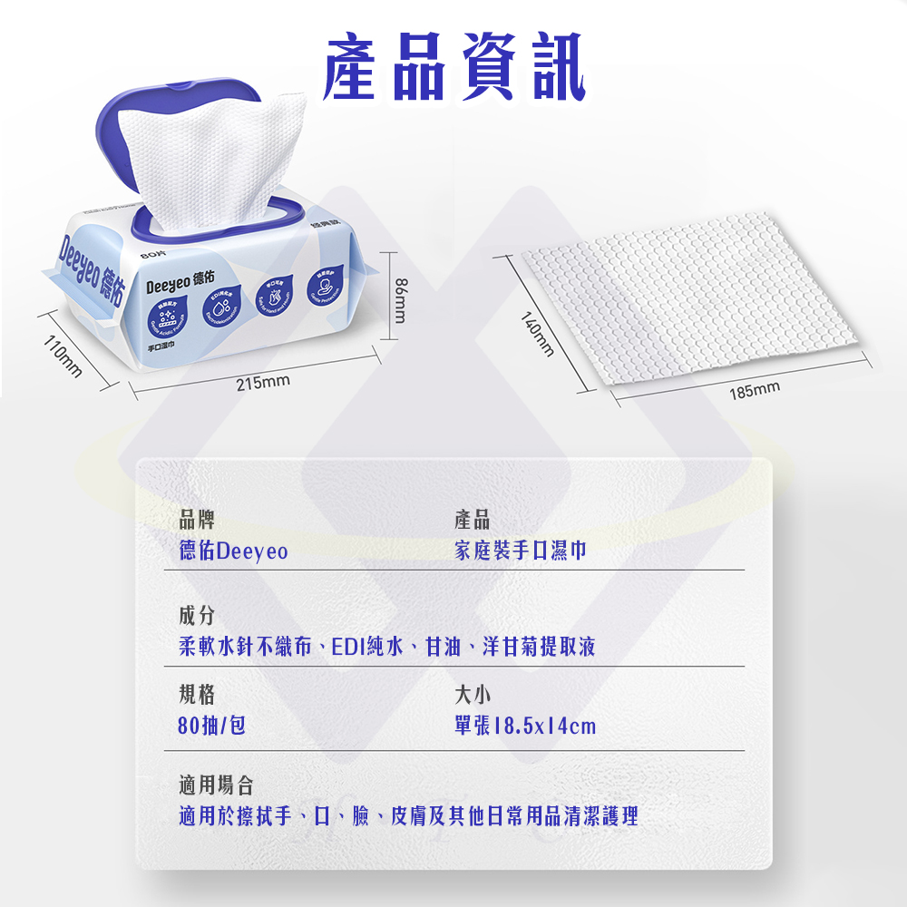 Hand & Mouth Wipes (Family Size 80pcs) / 80pcs / Pack (1 Pack), , large