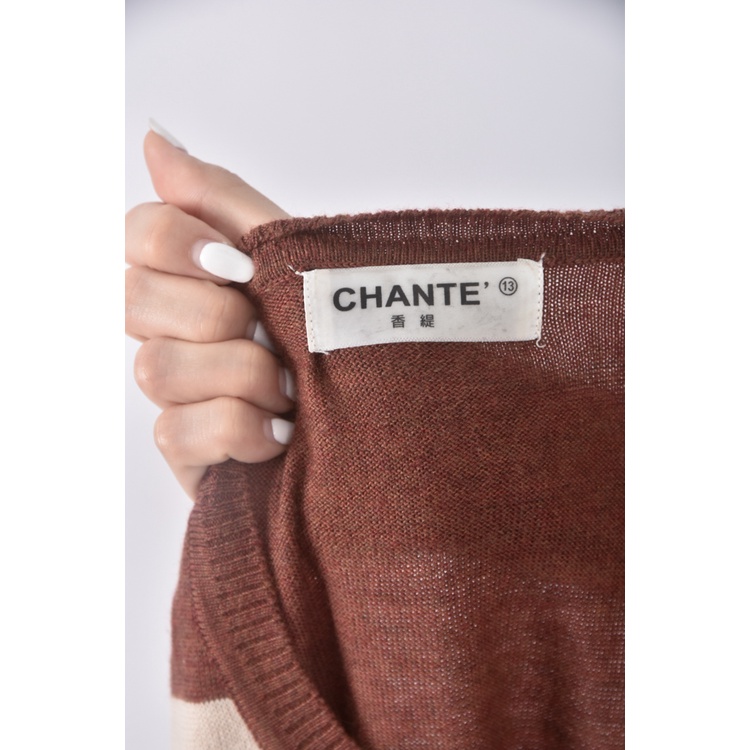 (S) chante羊毛松鼠棕色長袖上衣二手衣, , large