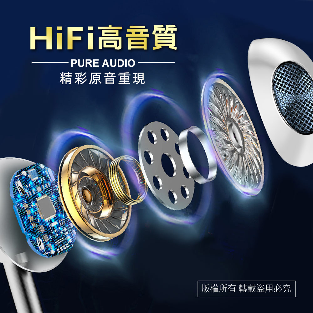 實用牌TYPEC半入式耳機 PR-E091 內建DAC數位類比轉換晶片 高效穩定傳輸, , large