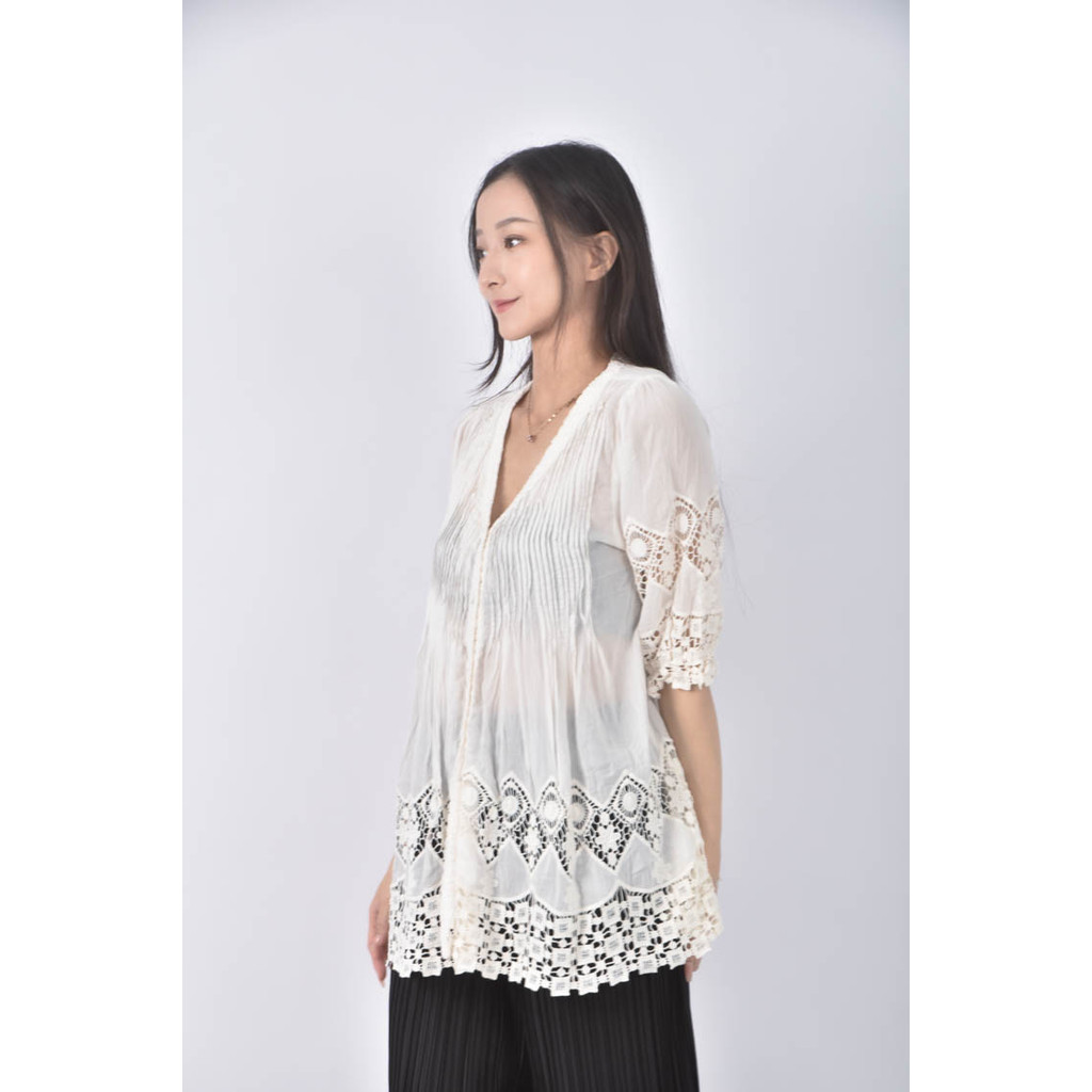 (S) hana kusa花紋白色罩衫二手衣, , large