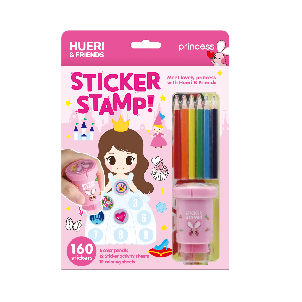 【韓國AMOS】魔法驚喜貼紙/著色/印章DIY繪畫組(公主), , large