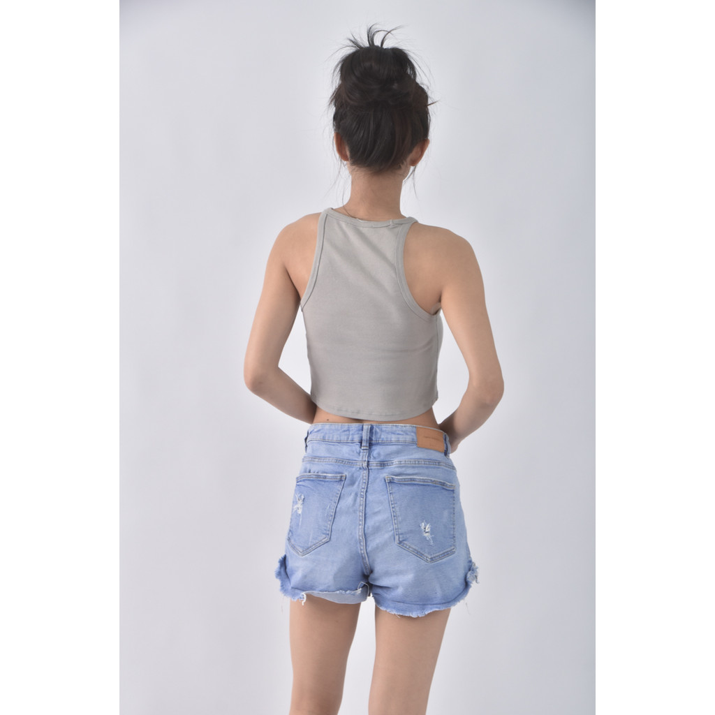 (XL) zara丹寧牛仔刷破藍色短褲二手衣, , large