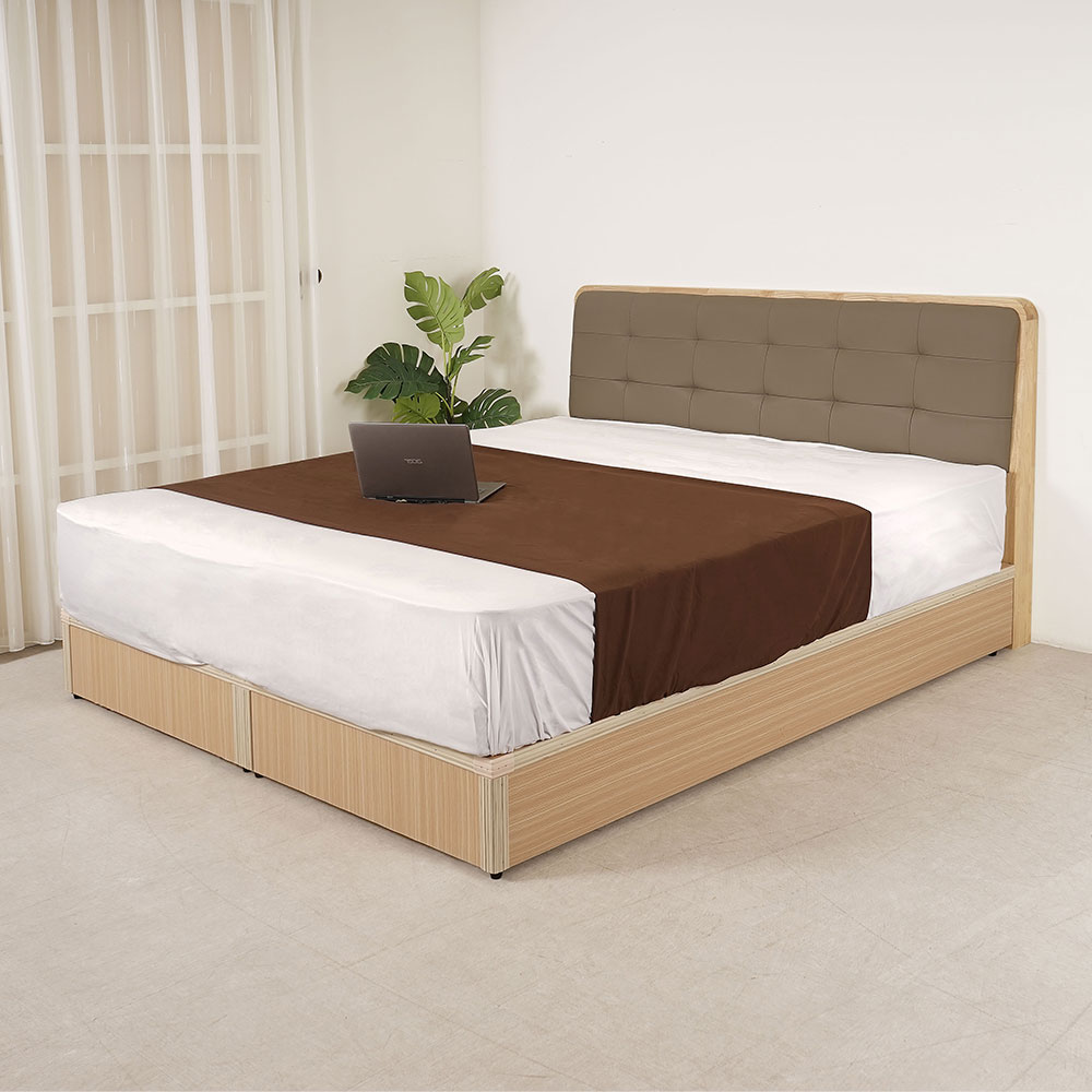 【Homelike】 喜家居雙人加大6尺床台組-原木色(2531), , large