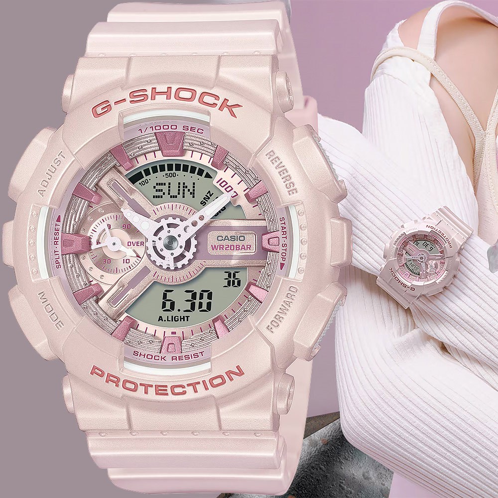CASIO 卡西歐 G-SHOCK 珠光系列 粉彩運動女錶 手錶 GMA-S110ST-4A, , large