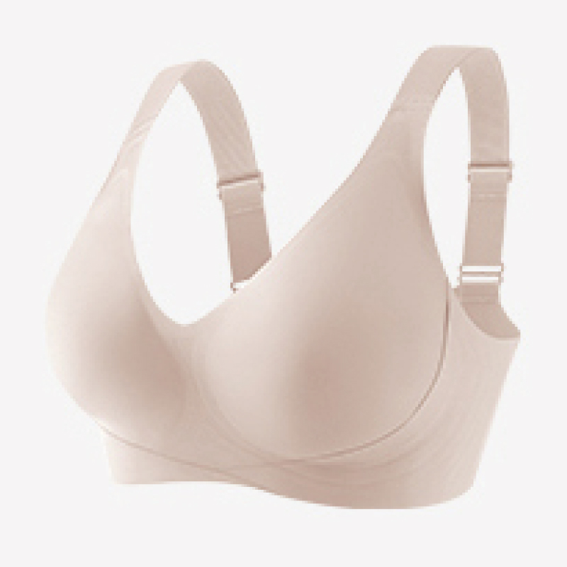 [WINIBRA] Natural Lift No-Bindings Wireless Bra, CDEF Full Coverage, Beige Apricot Color, Size M (32), , large