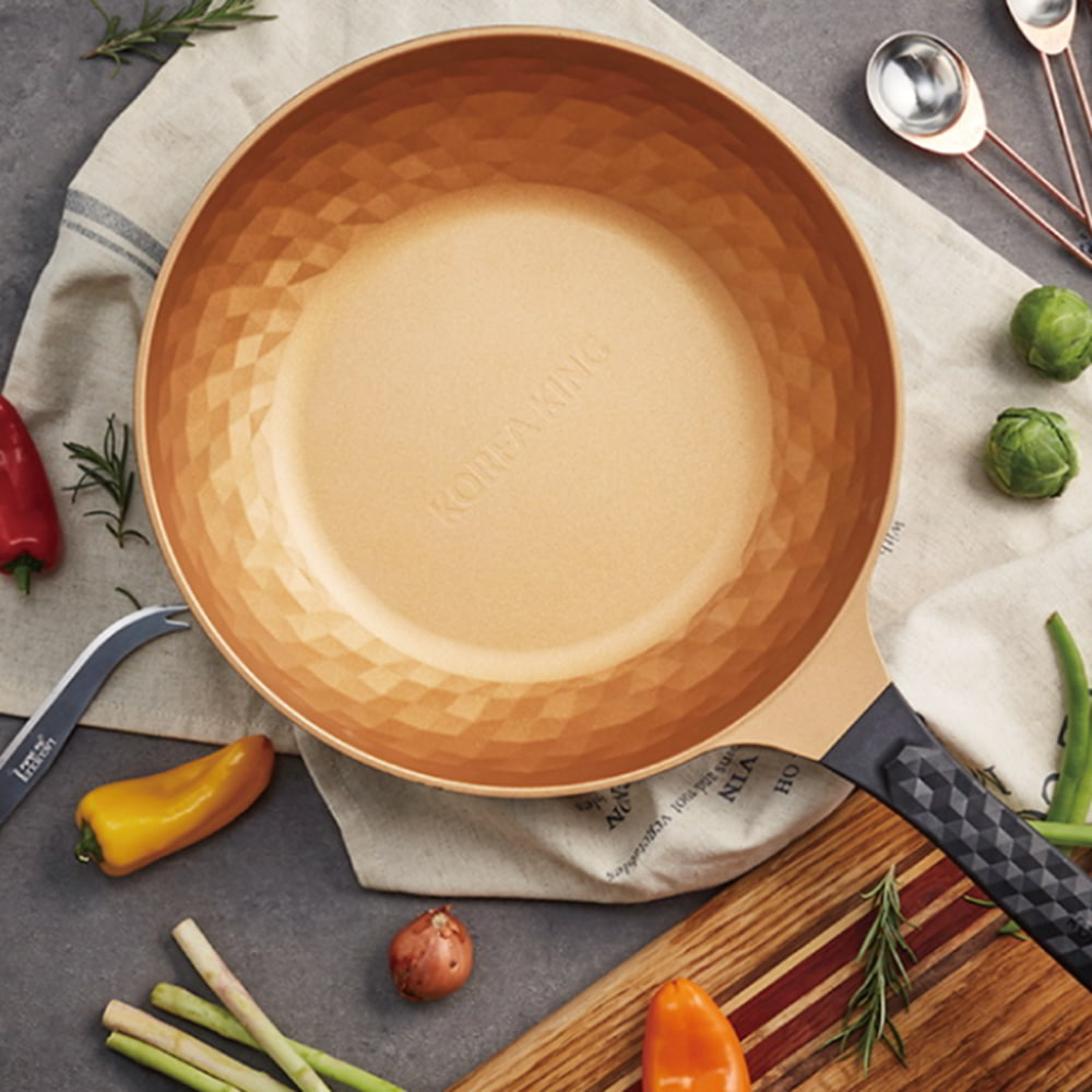 【Korea King】Diamond X Wok Pan wirh Glasslid 28cm- Made in Korea, , large