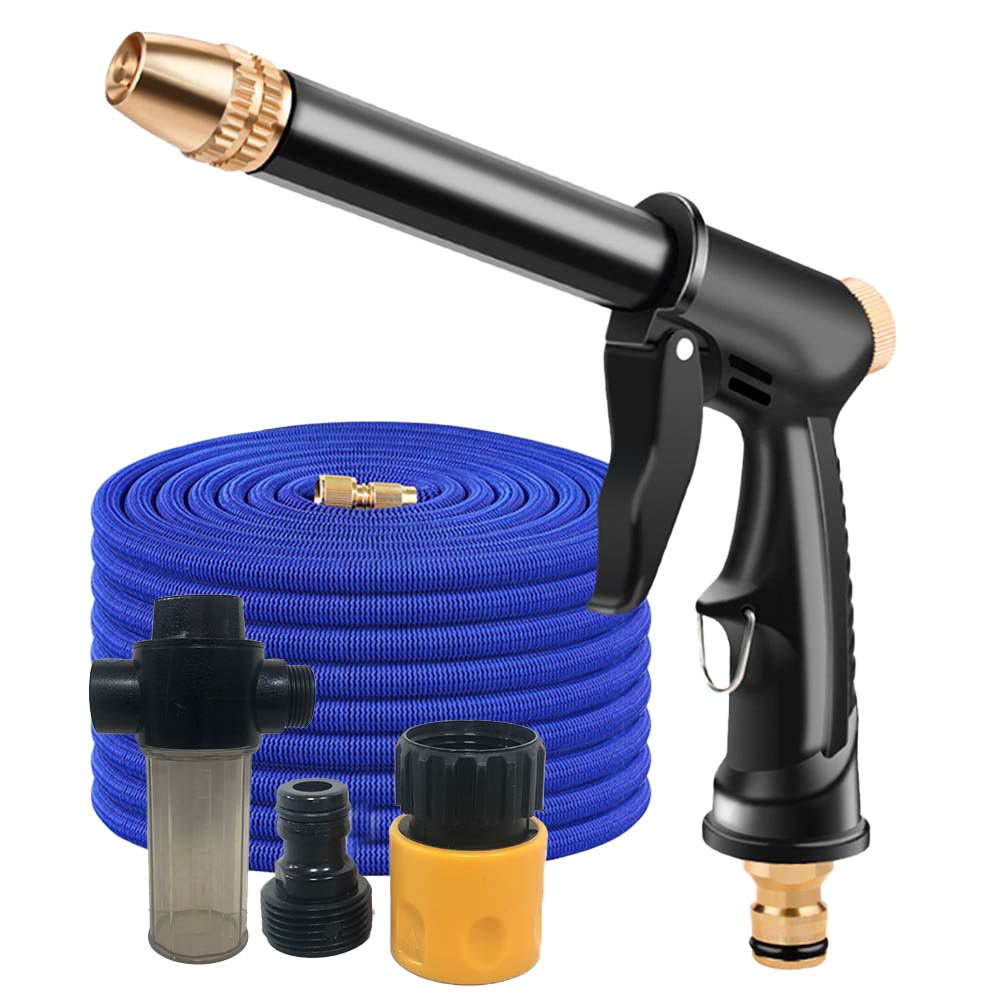 High-pressure household car wash water gun upgrade kit + 15-meter telescopic hose + foam pot, , large