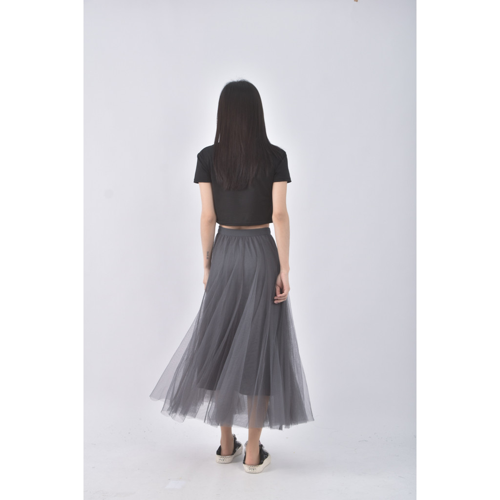 (S) 質感紡紗灰色長裙二手衣, , large