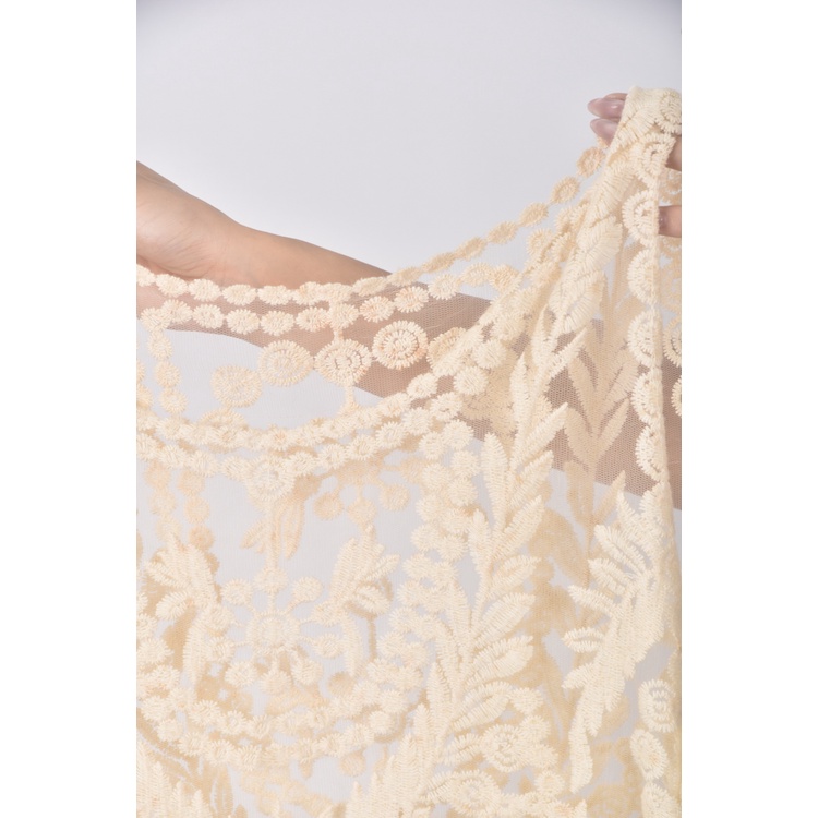 (S) 質感紡紗透膚背心杏色上衣二手衣, , large