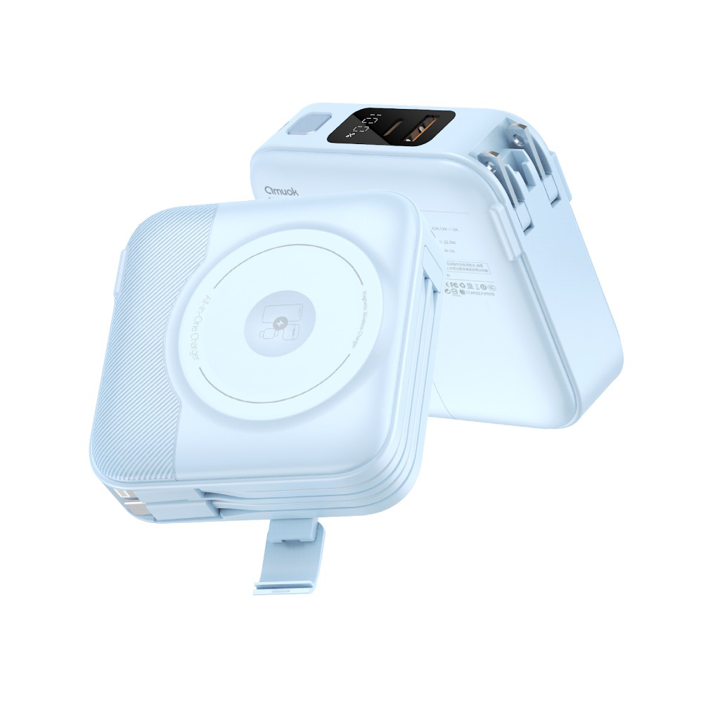 【amuok】10000mAh All-in-one Wireless Charging Power Bank(Black), , large