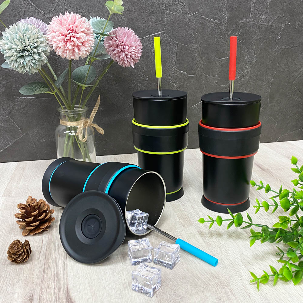 【日本孔雀Peacock】316不鏽鋼 運動不倒翁保溫杯 TPE握把 防滑防倒底座 550ML(可調式吸管)-任選色, , large