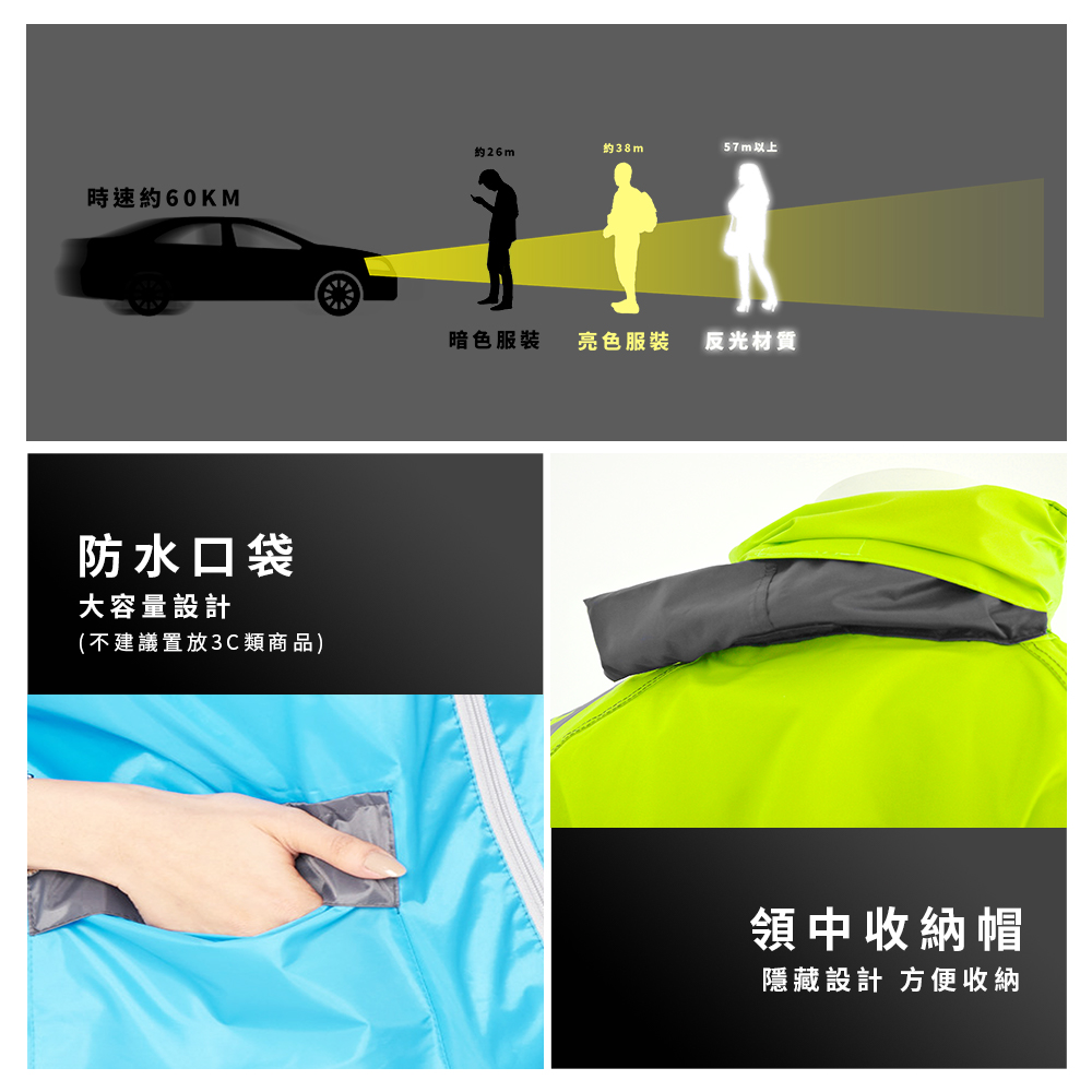 [TDN] Fengxing Racing Two-Piece Raincoat (Sports Raincoat ES4302) Fluorescent Green Size M, , large