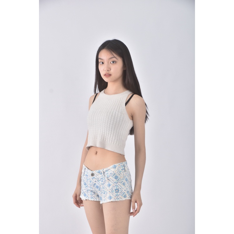 (XL) hollister丹寧牛仔質感圖紋藍色短褲二手衣, , large