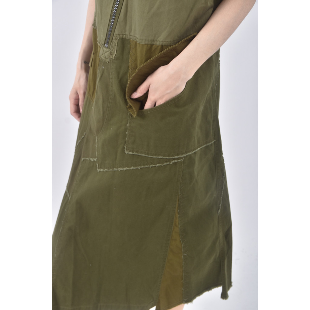 (M) s deer質感棉質無袖綠色洋裝二手衣, , large