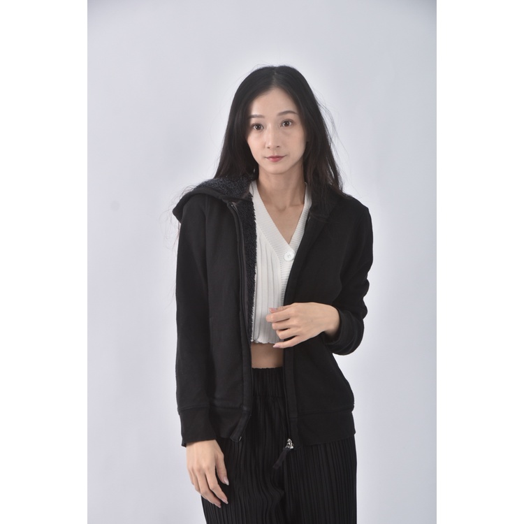 (S) 【國泰航空永續合作】uniqlo內刷毛黑色外套二手衣, , large
