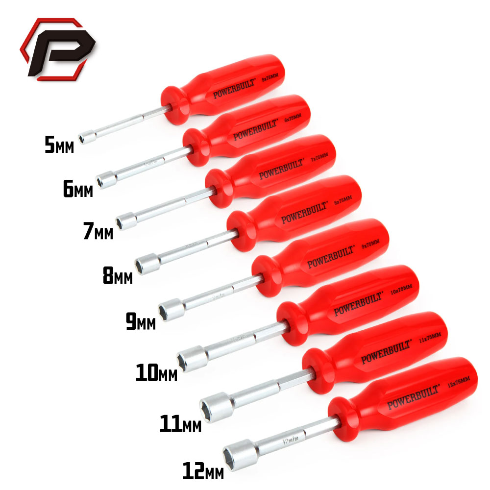 [寶力優 Powerbuilt] 8件式套筒螺絲起子組 公制螺絲起子 套筒 5-12mm 台灣製造/WSS1078, , large