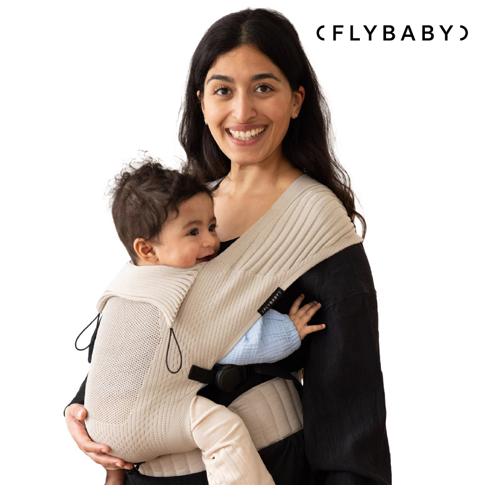 Flybaby 輕便透氣嬰兒揹巾_奶油白