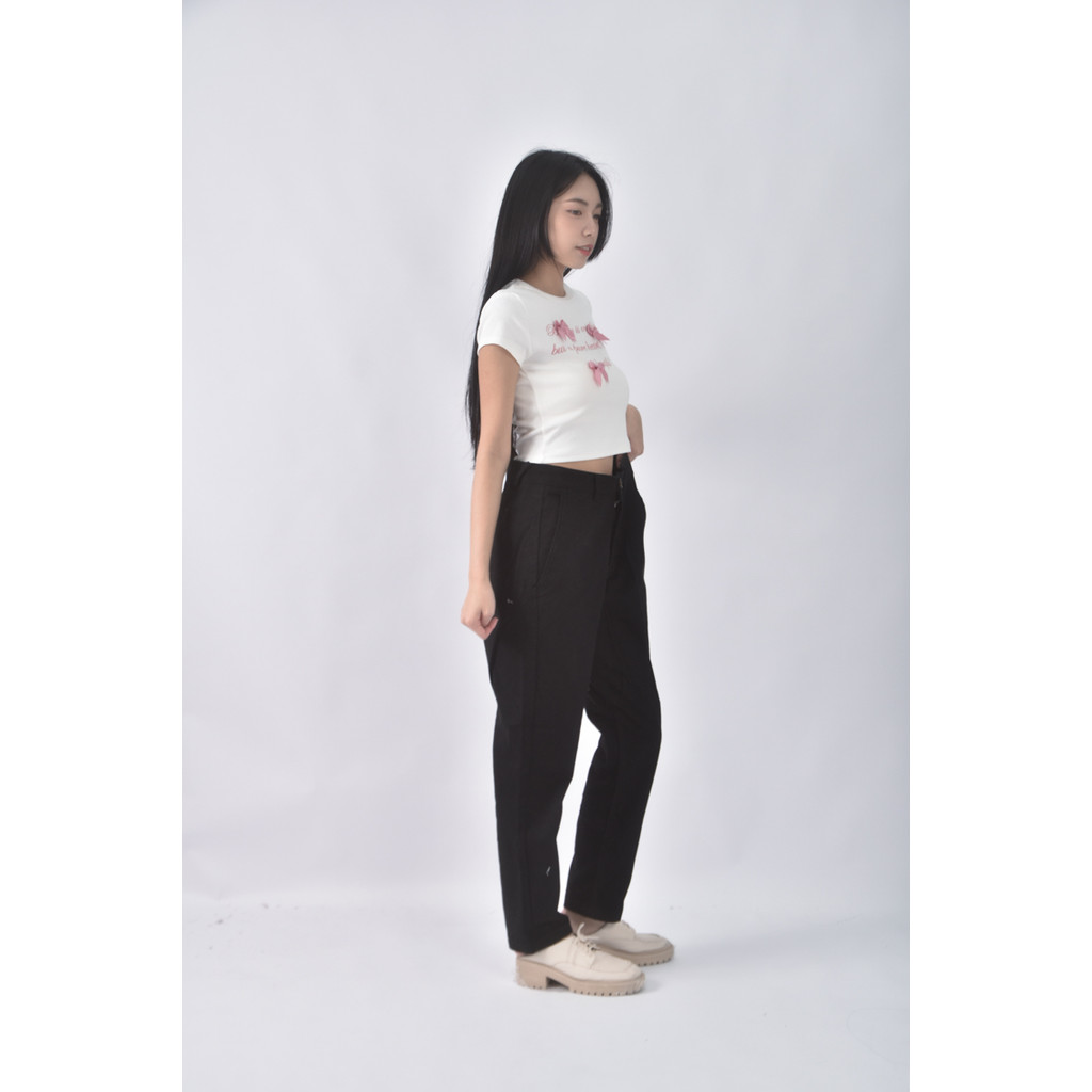 (4XL（含）以上) good logo高腰丹寧牛仔質感素面黑色長褲二手衣, , large
