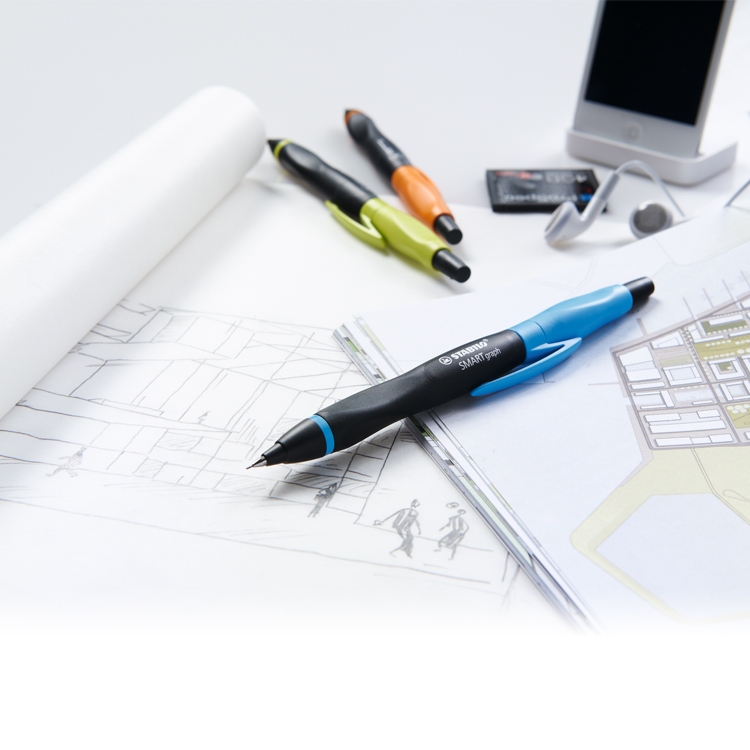 【德國天鵝STABILO】 SMARTgraph 智能樂人體工學0.5自動鉛筆/左右手左手2B黑/藍(ST1841/2-12), , large