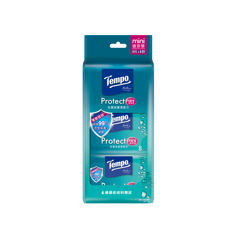 Tempo Protect Wet Wipes Mini_6x8s, , large