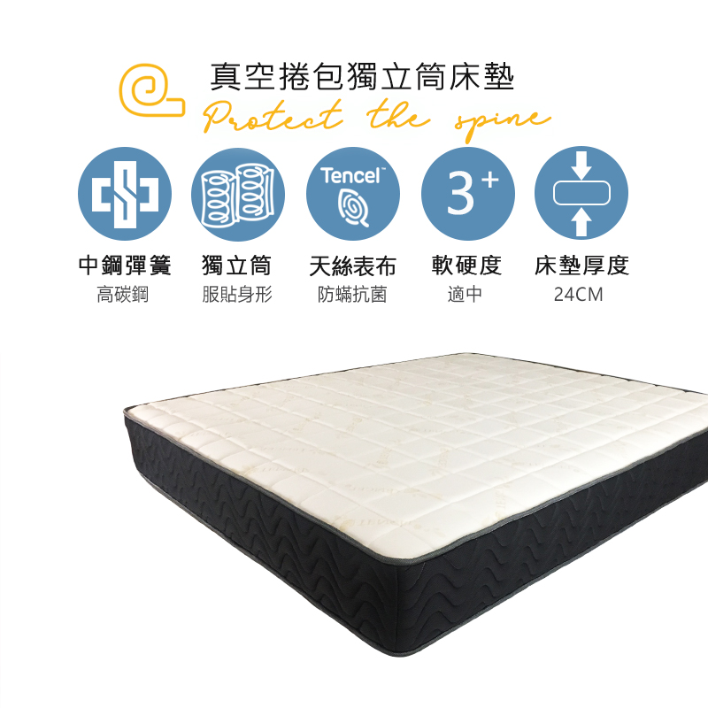 【KIKY】魯夫天絲捲包式獨立筒床墊6尺, , large