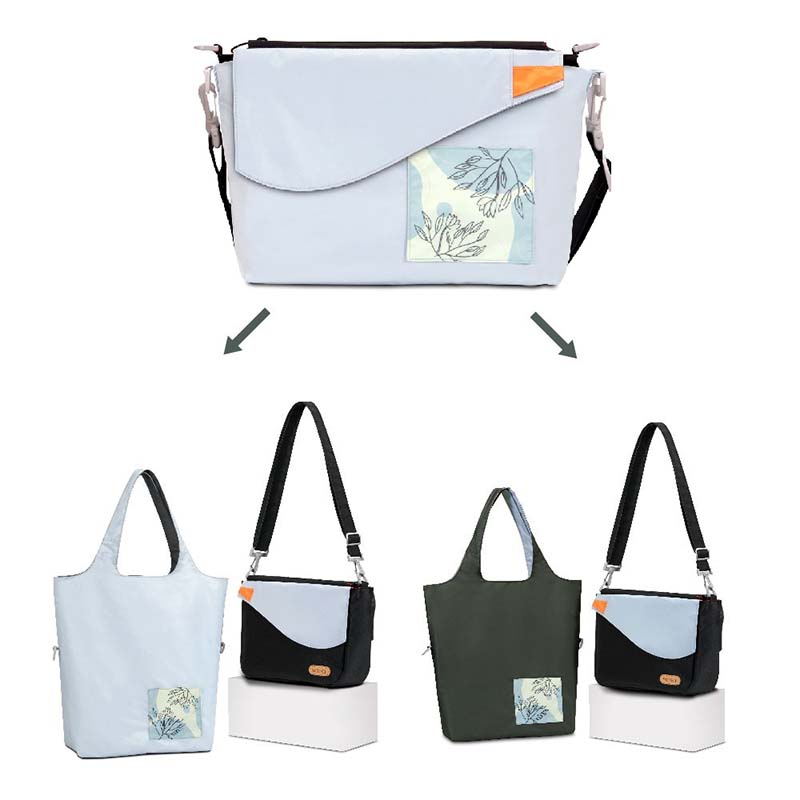 【seisei】遛遛包/斜背+托特二包合一_再生寶特瓶環保防水布/雲石灰, , large