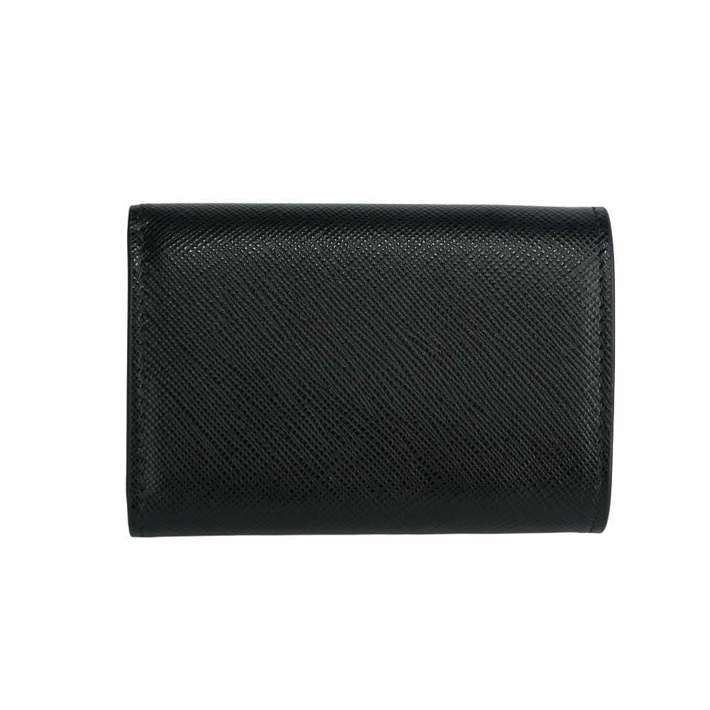 PRADA 浮雕Logo防刮皮革信封造型迷你三折短夾/黑色, , large