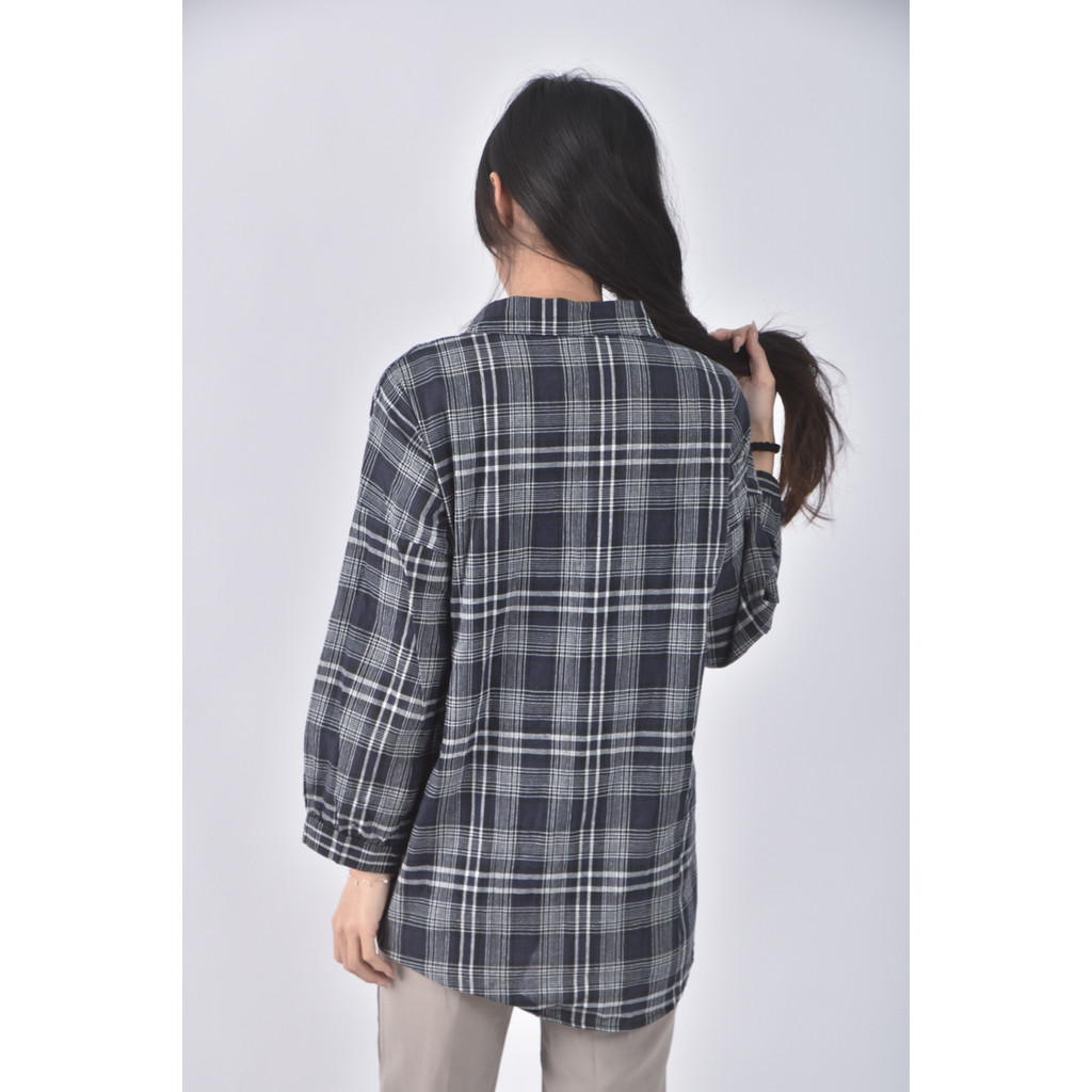 (2XL) yuanyuan格紋藍色長袖上衣二手衣, , large