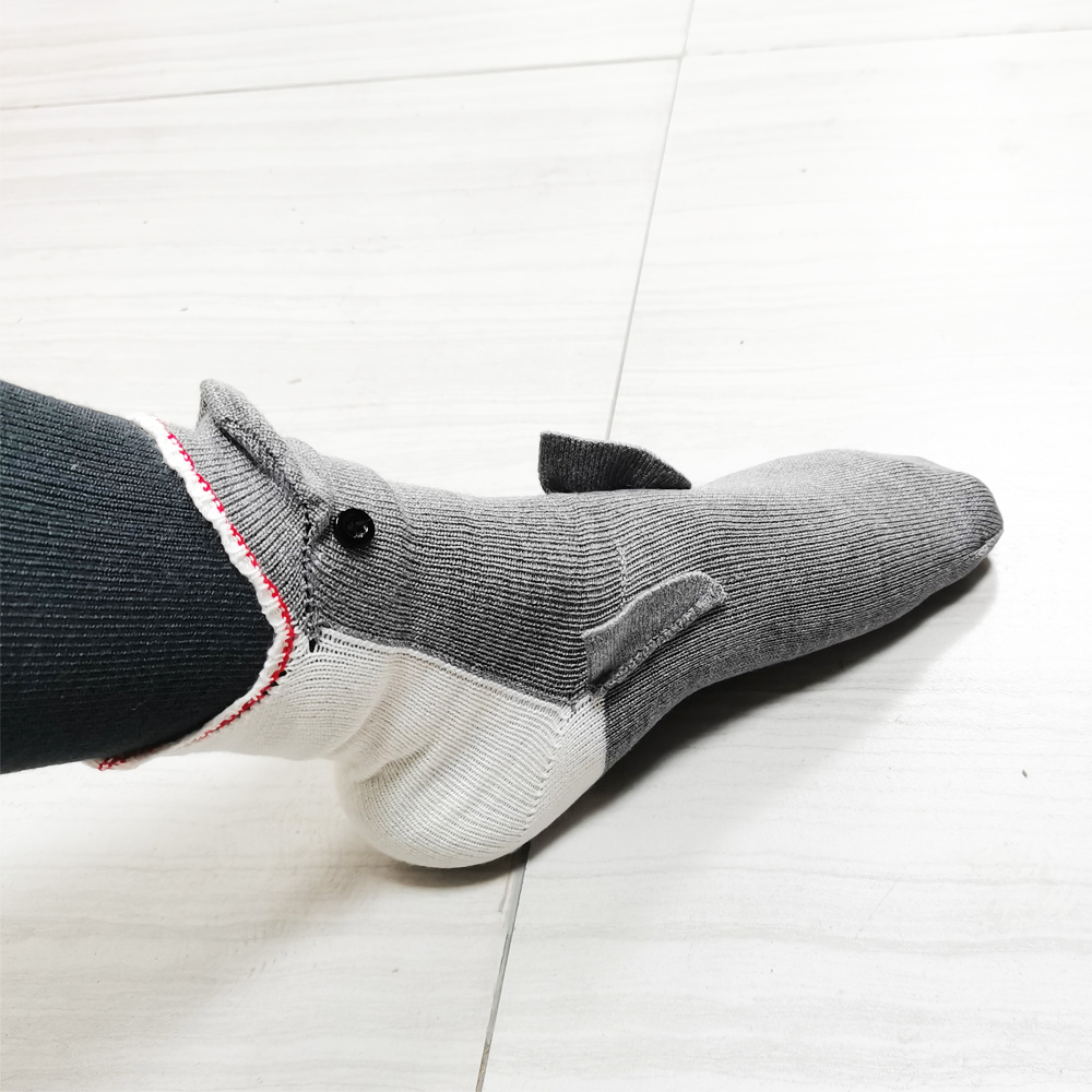【Shark Bite Socks】Fun and playful &mdash; perfect for gifting or gift exchanges. Cartoon-style socks for kids (and the young at heart)., , large