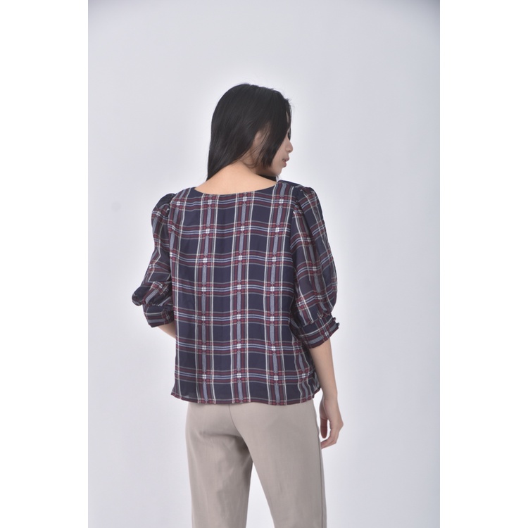 (S) earth music ecology格紋藍色長袖上衣二手衣, , large