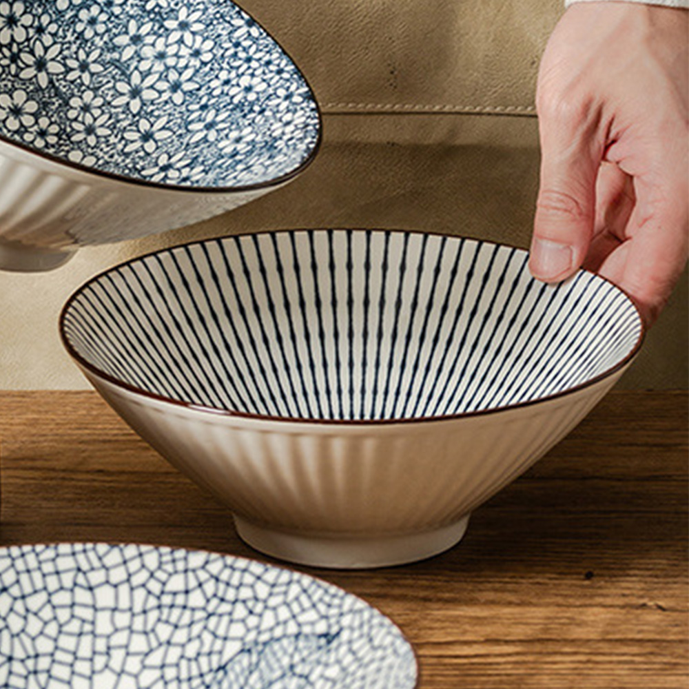 8吋拉麵碗【12款可選】日式拉麵碗 斗笠碗 800ml 寬口碗 瓷碗 山田碗 手繪碗 大碗公 泡麵碗 碗公 陶瓷碗 烤箱 洗碗機, , large