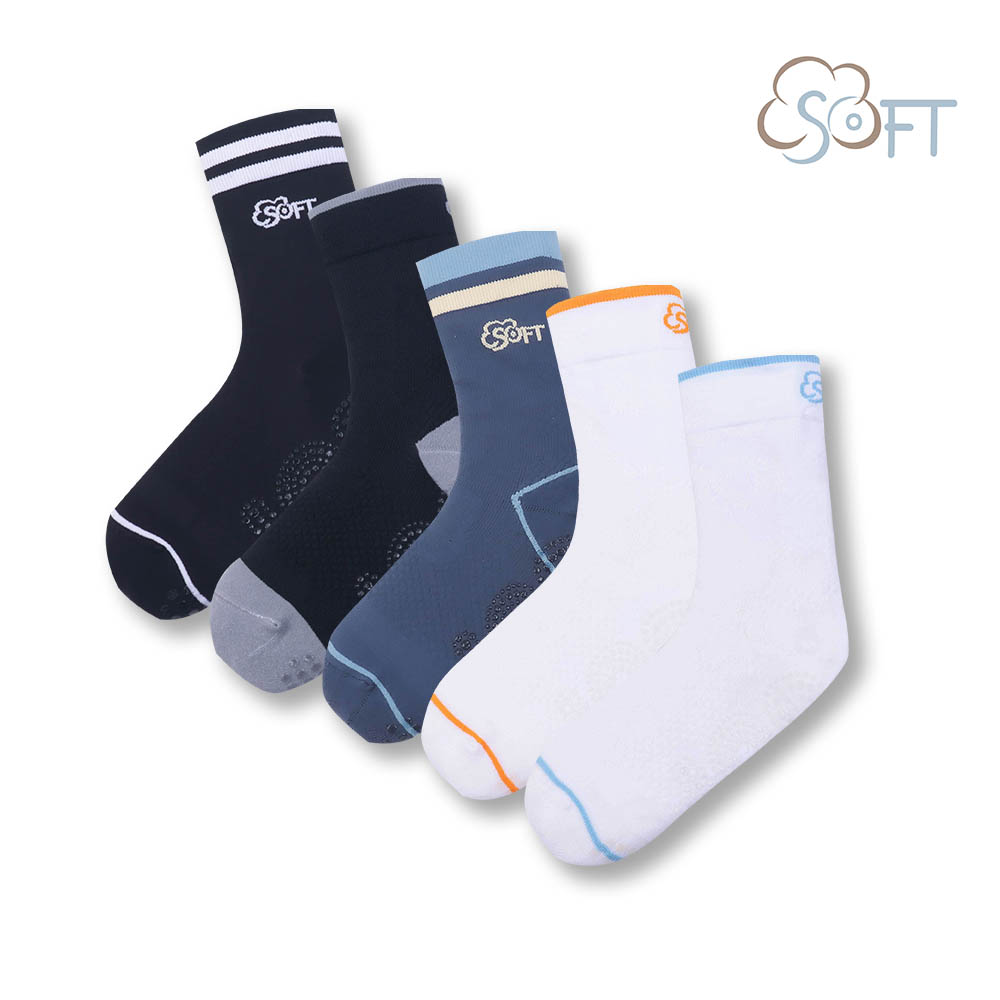 【SOFT】Light Compression crew socks-Versatile colors 5-pack (26-31cm), , large