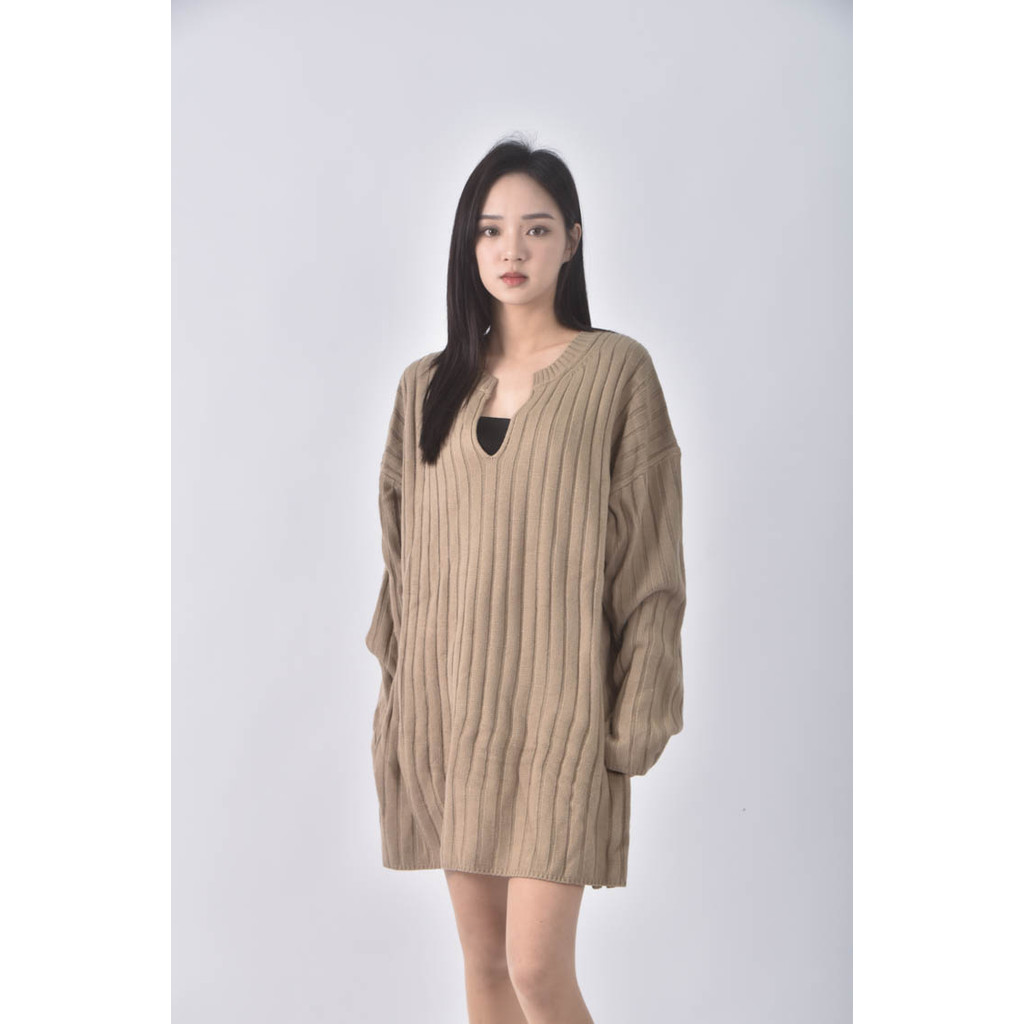 (XL) amissaV領、落肩棕色洋裝二手衣, , large