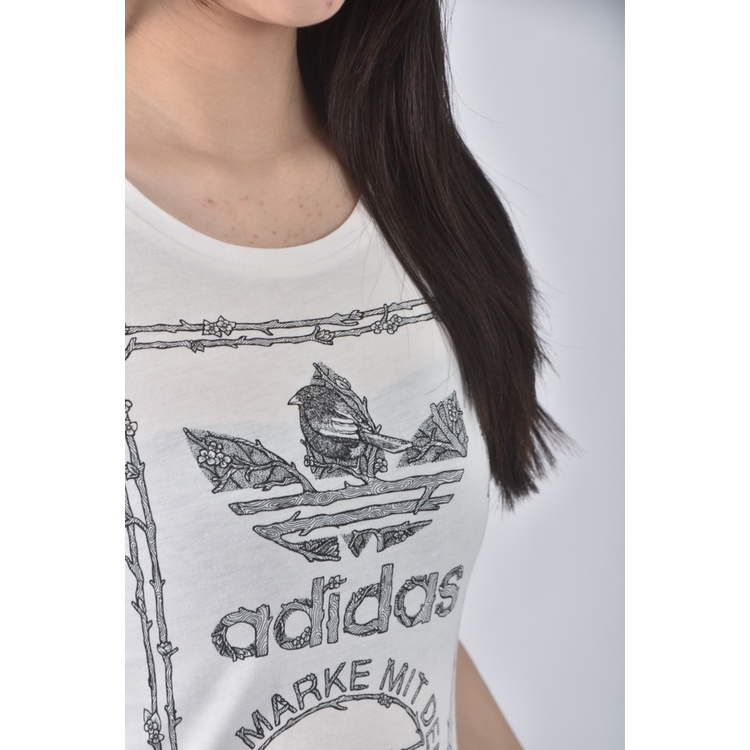 (S) adidas質感棉質純棉白色短袖上衣二手衣, , large