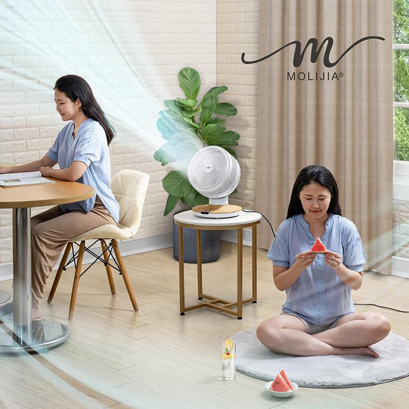 MOLIJIA M187 Fully Automatic DC Inverter Brushless Circulating Fan - 9-inch - White Wood Grain / Desktop / DC Fan, , large