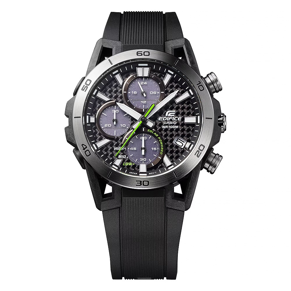 CASIO 卡西歐 EDIFICE 碳纖維賽車太陽能三眼計時手錶 EQS-960PB-1AV, , large