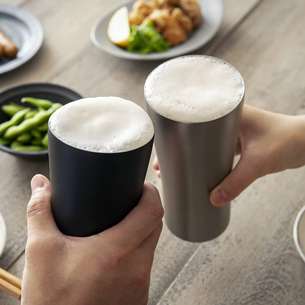 【日本孔雀Peacock】不鏽鋼真空斷熱 居酒屋 保冷保溫 啤酒杯 鋼杯420ML-任選色, , large