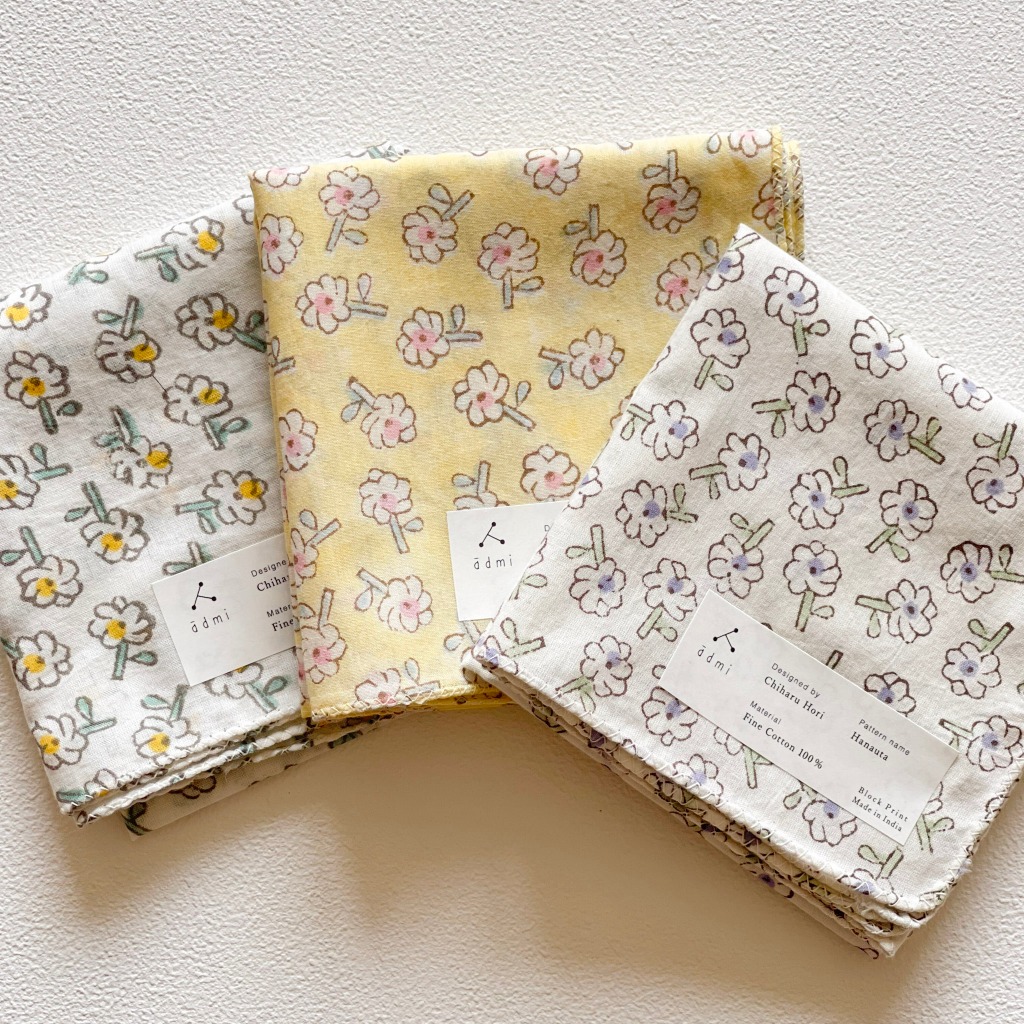 日本設計/印度製造 admi 全棉 方形 45x45 cm 手帕 手巾 (Hanauta 02), , large