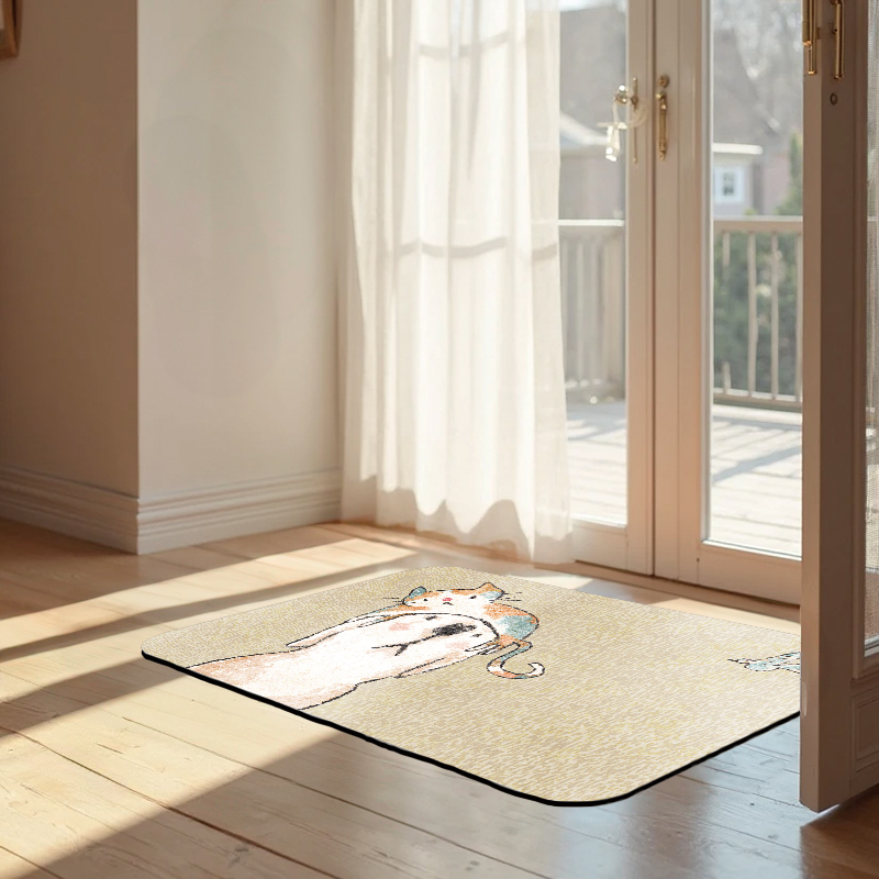 【怪獸】新銳設計師 10秒頂吸 軟式珪藻土吸水地墊 DUCKY SHEN (60x41cm) -Dooggyy Meow, , large