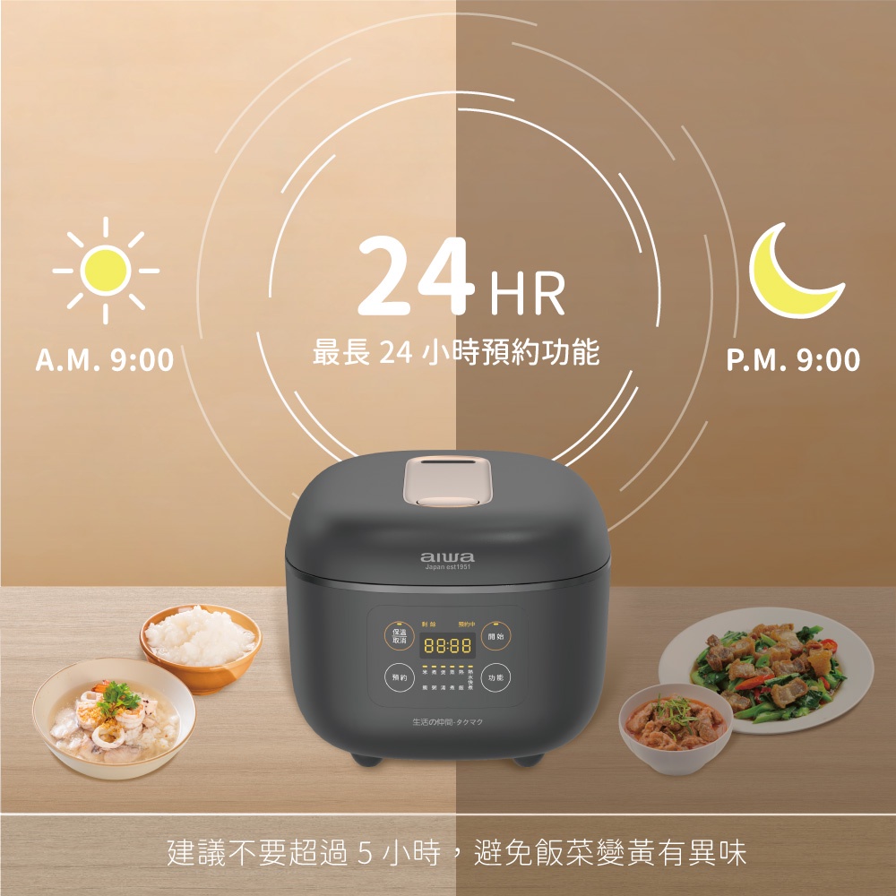 AIWA 愛華 4L 八人份微電腦多功能電子鍋 RC-8 黑色, , large