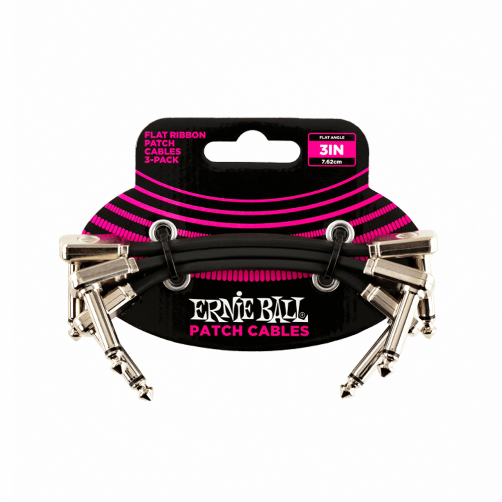 ERNIE BALL 3' Cable 3Pcs 短導線一組三條 7.62公分 黑色款【敦煌樂器】, , large