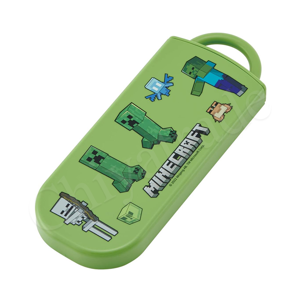 【百科良品】日本製 我的世界 創世神 Minecraft 麥塊 環保筷子+湯匙+叉子三件餐具組 抗菌加工Ag+(日本境內版), , large