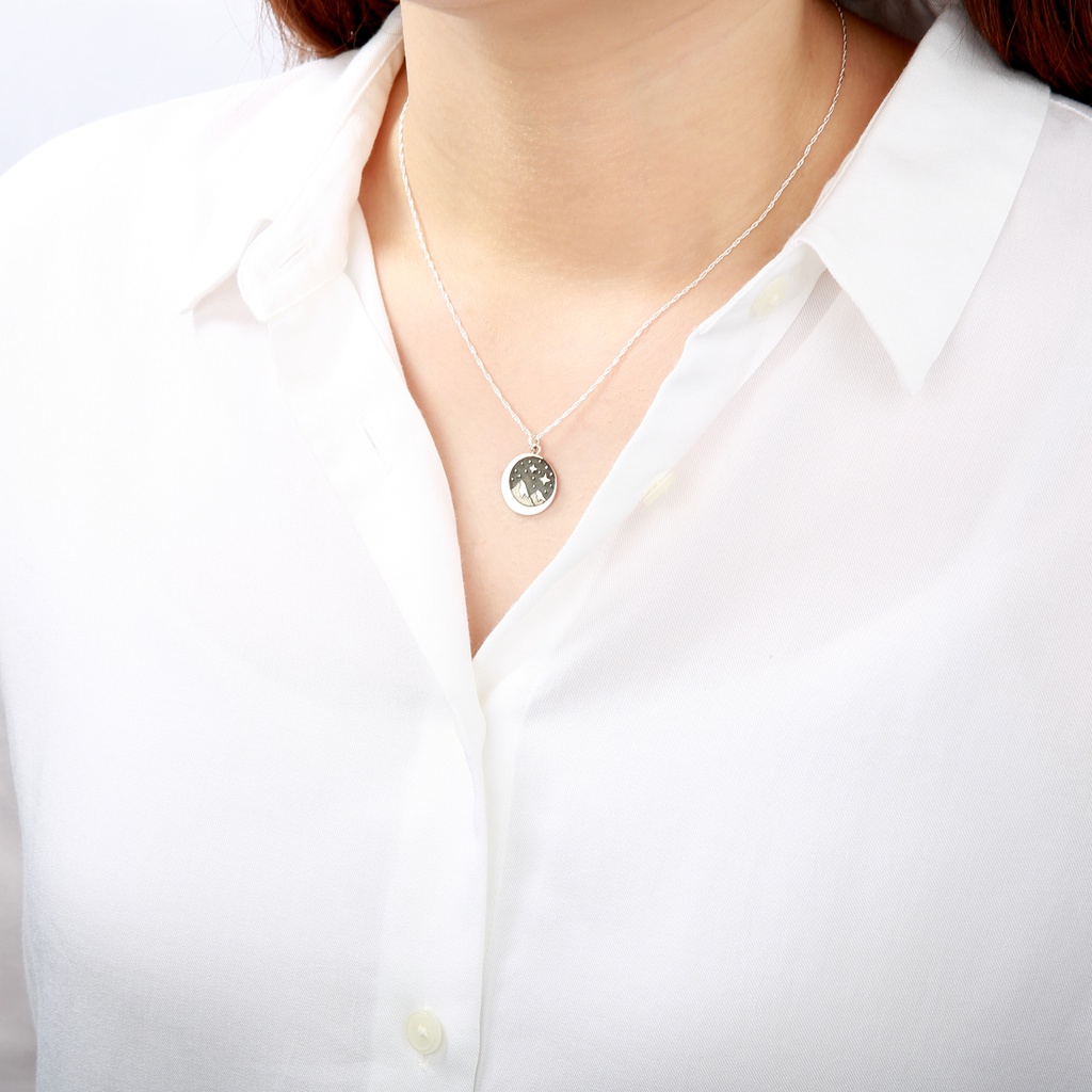 【Angel & Me】山中 暗夜 繁星 星星 月亮 s925 純銀 項鍊 情人節 聖誕節 禮物, , large