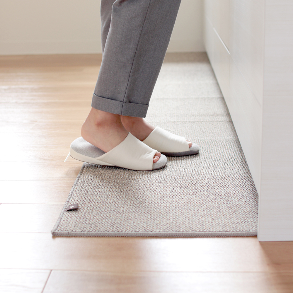 【PLYS】Japan-Made Kitchen Runner Mat 45×240cm – Beige Gray (Absorbent Non-Slip Design / 6mm Thick / Machine-Washable), , large