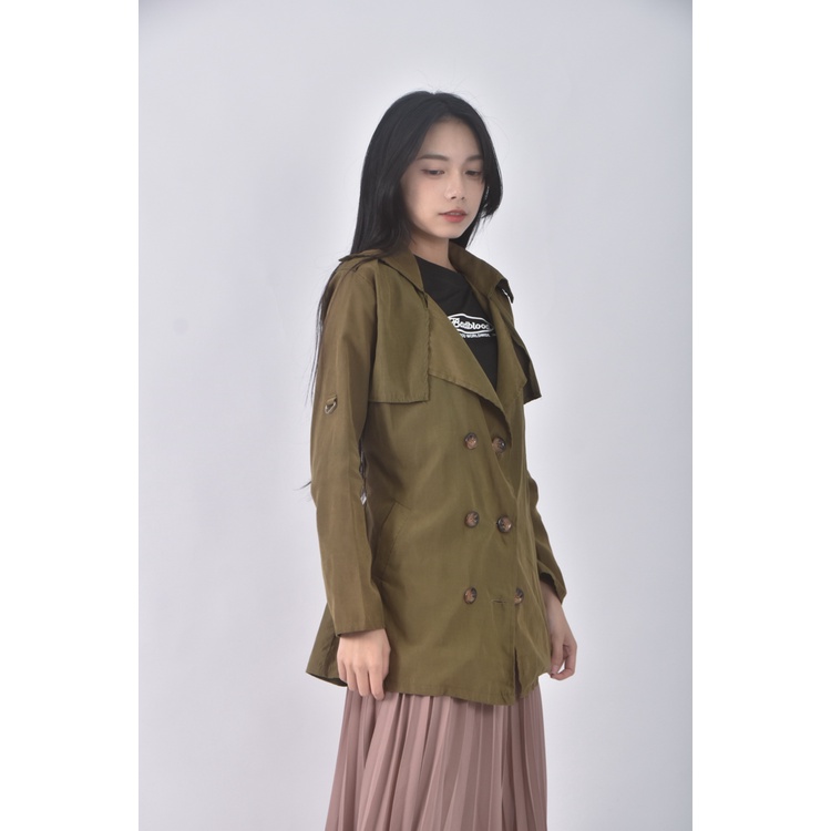 (S) 倩倩服飾排扣綠色外套二手衣, , large