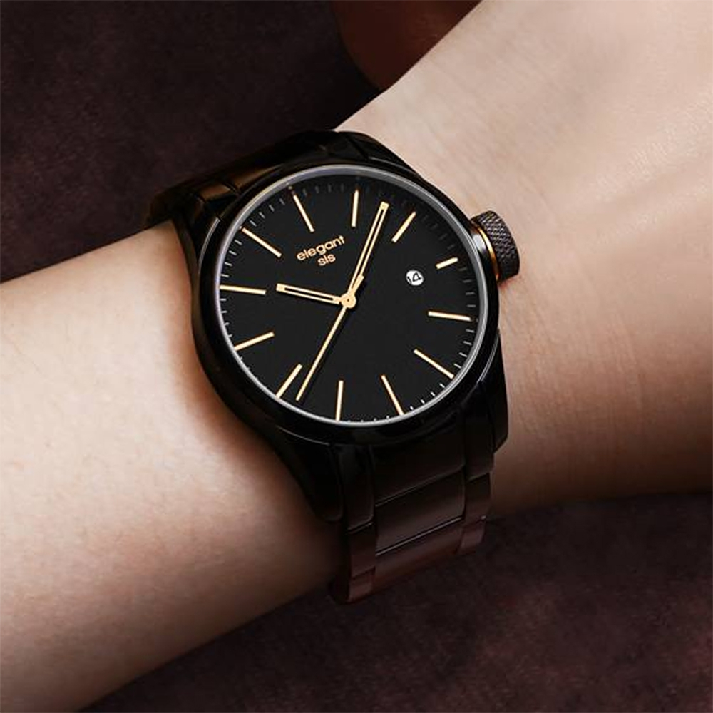 elegantsis JT41 都會流行腕錶-黑金/36mm ELJT41-VO09MA, , large